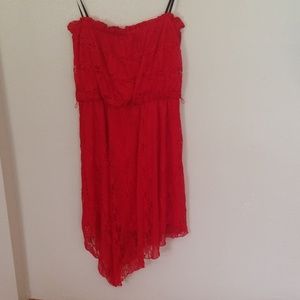 Asymmetrical Hem Lace Dress